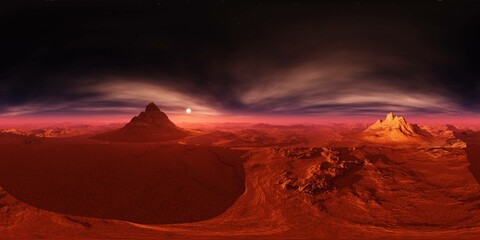Mars, HDRI, environment map , Round panorama, spherical panorama, equidistant projection, 360 high resolution panorama, 3d rendering © ustas