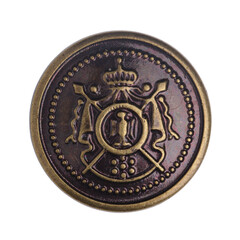 Vintage metal buttons, isolated on a white background.