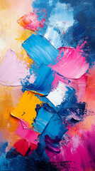 Naklejka premium Abstract colorful brushstrokes as background. Top view, oil color painting.