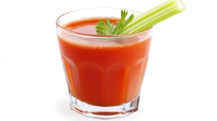 Glass of Red Tomato Juice with Celery and Parsley