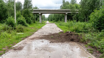 Overpass Road Rural Landscape Dirt Path