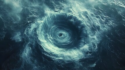 Swirling blue vortex, abstract oceanic whirlpool with dynamic movement, evokes mystery and depth, ideal for creative projects.