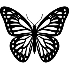 Elegant Black Monarch Butterfly Silhouette in Flight