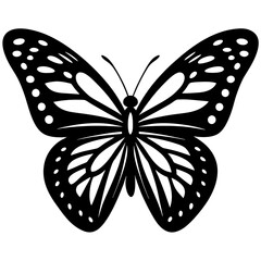 Elegant Black Monarch Butterfly Silhouette in Flight
