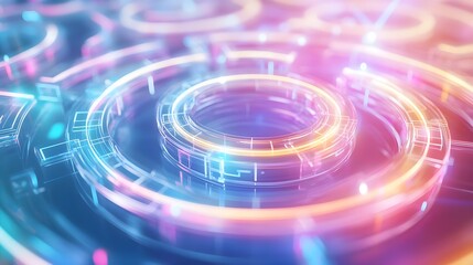 Fototapeta premium abstract tech background: neon circles - abstract backgrounds
