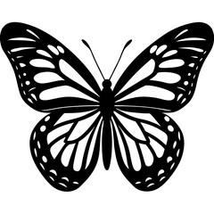 Elegant Black Monarch Butterfly Silhouette in Flight