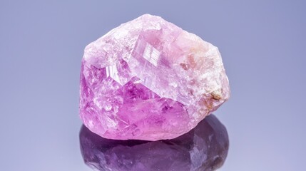 Fototapeta premium Pink and Purple Rough Fluorite Crystal on Gray Background