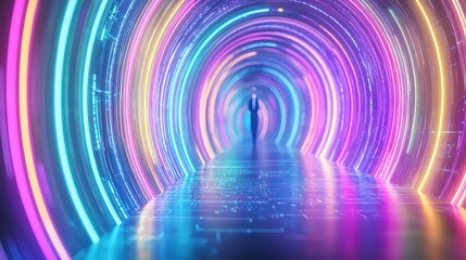 neon tunnel, futuristic sci-fi corridor - metaverse/virtual reality