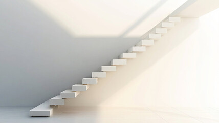 Fototapeta premium Modern staircase design in bright, airy office space with clean lines and minimalistic style. light enhances open feel, creating serene atmosphere