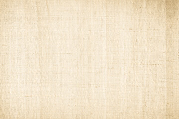 Brown sackcloth woven texture background in natural pattern. Jute hessian burlap, linen background in light beige cream color blank. Weaving canvas fiber line cotton cloth textured as organic.