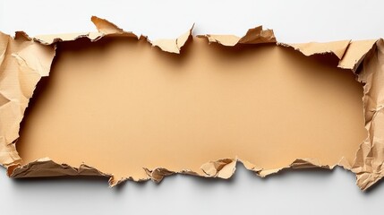 Ripped paper, beige background, flat lay, blank space, for design, creative concept