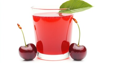 Red Cherry Juice in Glass with Cherries