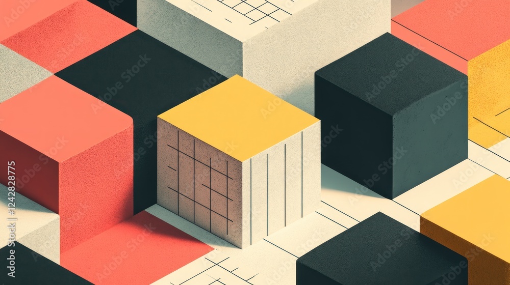 Poster abstract geometric cubes colorful modern design