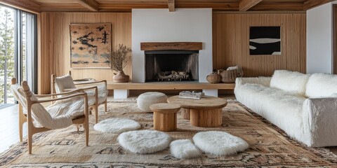 Cozy Mountain Cabin Living Room Interior Design