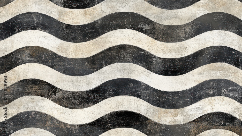 Poster abstract black and white wavy pattern design