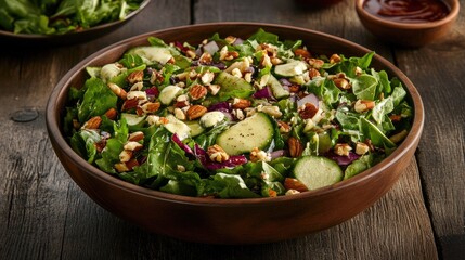 Delicious Green Salad With Almonds And Cucumbers