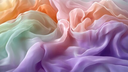Obraz premium Pastel Fabric Draped in Soft Colorful Waves