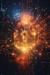 Obraz premium Digital padlock in futuristic cyber security design