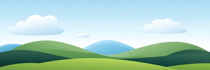Fototapeta premium Serene Landscape of Rolling Green Hills and Blue Sky
