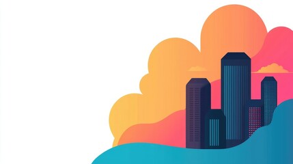 Obraz premium Digital transformation cybersecurity concept. Cross-industry cybersecurity solutions, vibrant flat design, flat design illustration