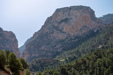 Caminito del Ray, The King's Path. Walkway pinned along the steep walls of a narrow gorge in El Chorro, Malaga, Spain