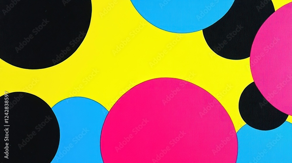 Poster abstract colorful circles on yellow background