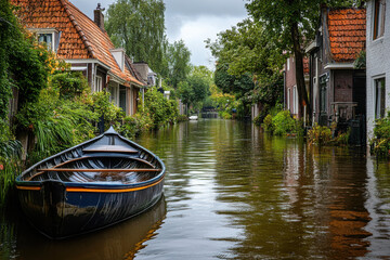 Fototapeta premium Torrential Rains Lead to Widespread Disaster and Flooding