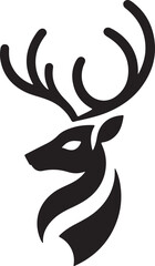 Bold Black and White Tribal-Style Majestic Deer with Intricate Antlers Vector

