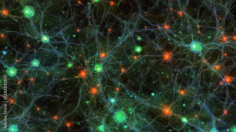 Poster Microscopic View Of Interconnected Neural Network Cells