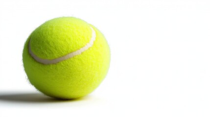 Close-up of a tennis ball on a white background, isolated for product use or sports design