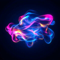 Fototapeta premium Abstract glowing waves of pink and blue light swirling against a dark background, creating a vibrant visual