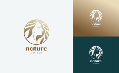 Woman face silhouette female face with flowers logo design snpiration 