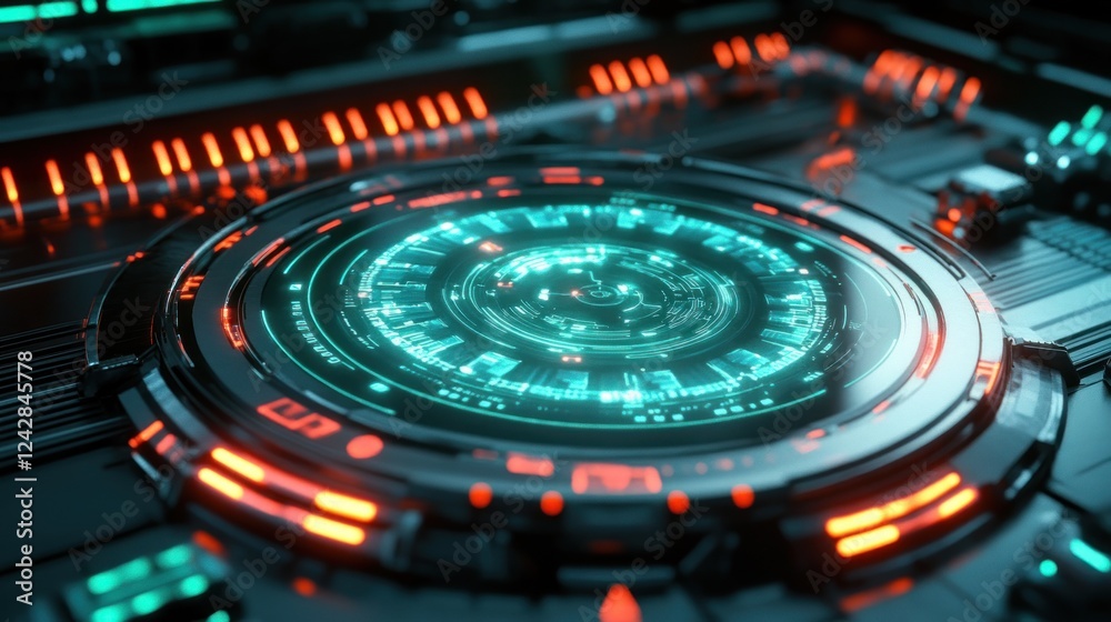 Poster Futuristic Technology Interface Circular Display Panel