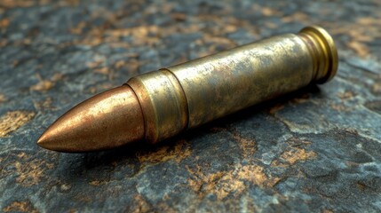 Rusty bullet on a weathered surface
