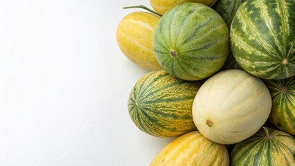 A bunch of fresh water melons in the right side, white blank area in the left side, isolated background