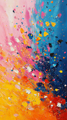 Abstract oil painting on canvas with multicolored splashes, creative background