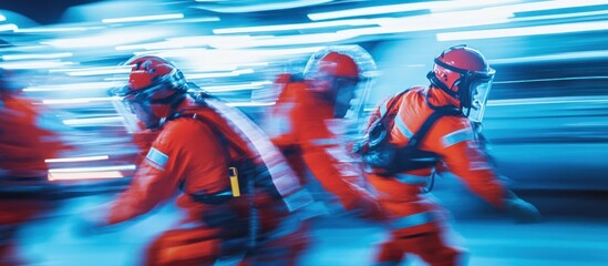 Emergency Responders Rushing Through City at Night