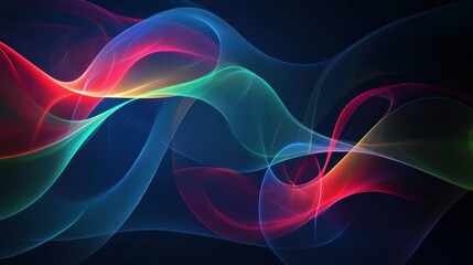 Abstract Colorful Waves Flowing Dynamically Across Dark Background