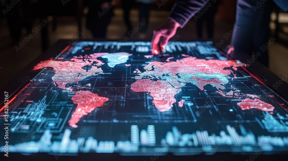 Poster Interactive World Map Data Visualization Display