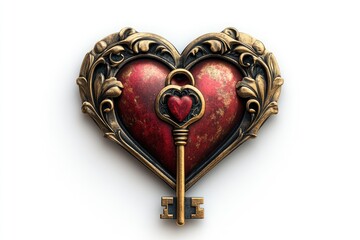 Ornate Heart Shaped Frame with Golden Key