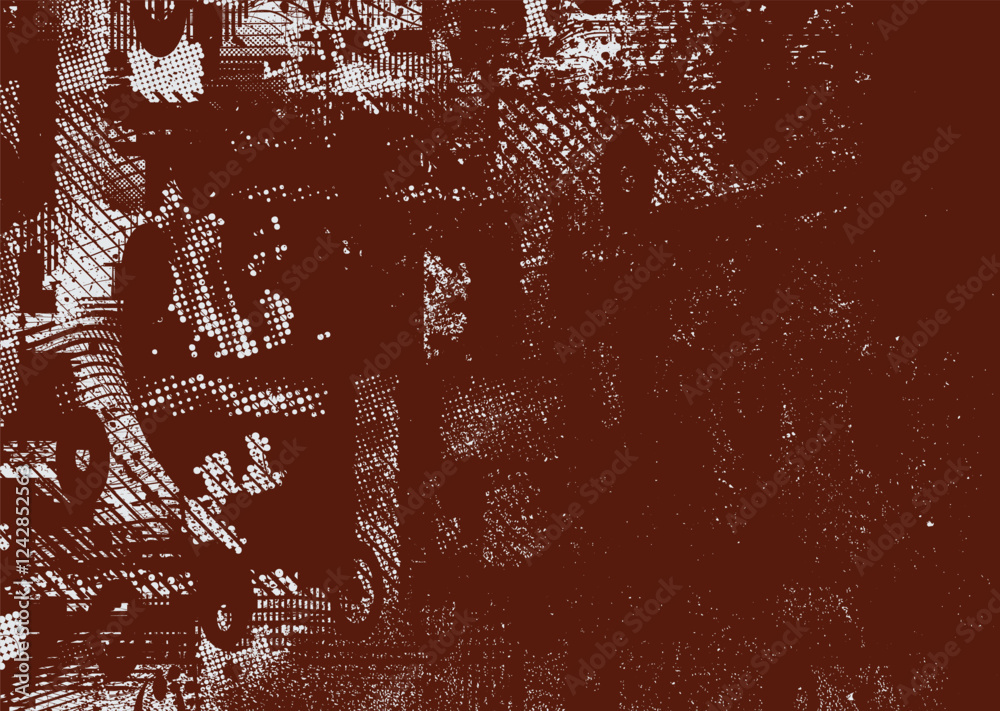 Fototapete Background with glitch distorted grunge textures . grunge background texture with halftone dots, glitched shapes, textures and lines .Screen print vector background with grunge textured surface.