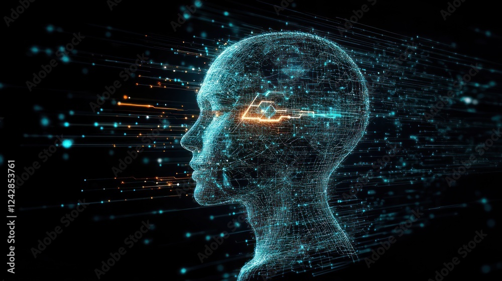 Poster Digital Head Network Data Stream Visualization