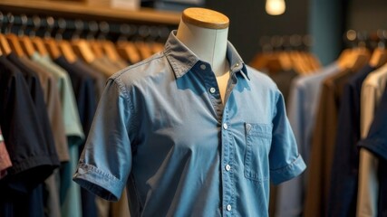 Fototapeta premium blue shirt on a mannequin in a store