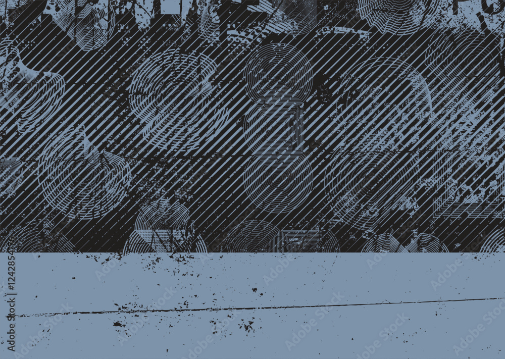 Fototapete Background with glitch distorted grunge textures . grunge background texture with halftone dots, glitched shapes, textures and lines .Screen print vector background with grunge textured surface.