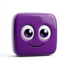 Naklejka premium Purple Square Cartoon Character Smiling Happily
