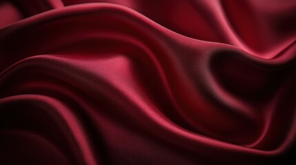Luxurious dark red silk fabric with smooth folds and soft lighting