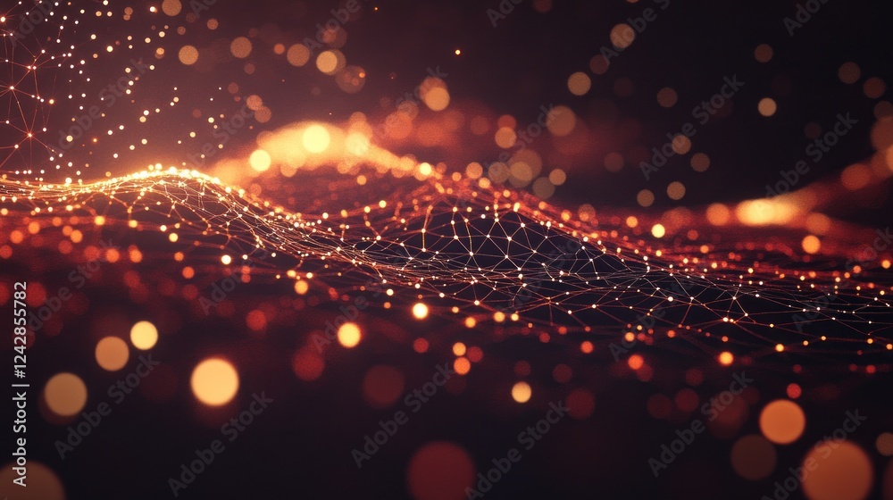 Aufkleber illuminated network abstract digital landscape