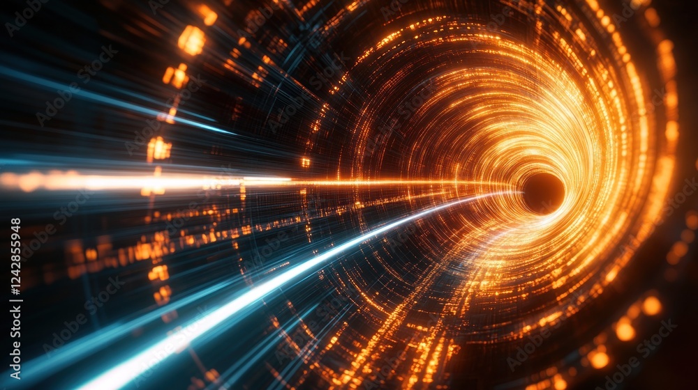 Aufkleber Abstract Digital Tunnel Of Light And Data Streams