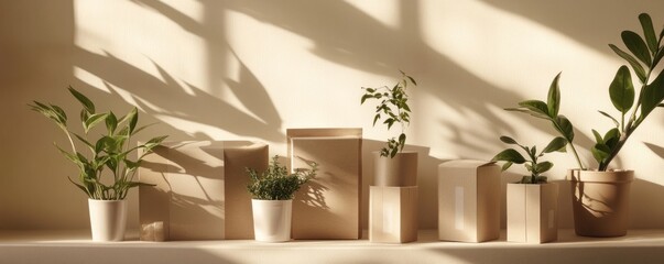 Sunlit indoor plants & packaging mockups