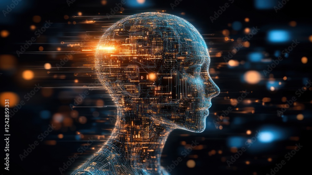 Poster digital mind circuitry illuminates artificial intelligence